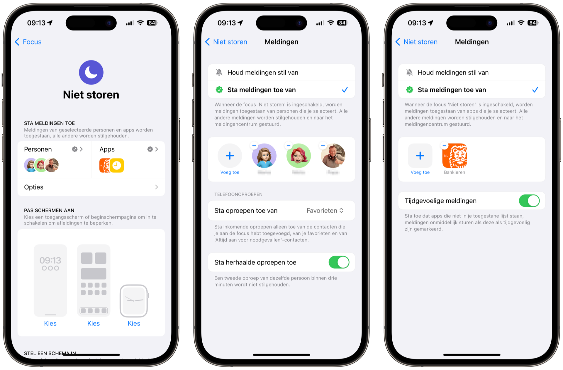 Niet storen uitzondering voor personen en apps