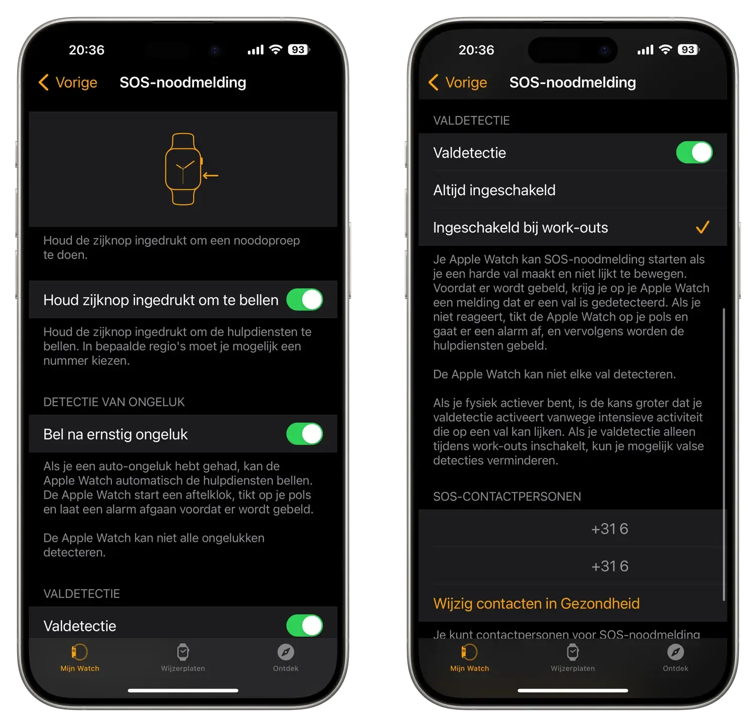 SOS noodoproep op Apple Watch instellen